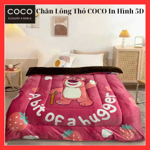 Chăn Lông Thỏ COCO In Hình 5D Hàng Chính Hãng Loại 1 Kích Thước 2mx2m2 Nặng 3.5 KG