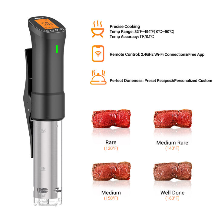 INKBIRD ISV-200W Sous Vide Cooker Culinary Cooking, UK Plug, Wi-Fi Precision Cooker,1000W Stainless Steel  Immersion Circulator Remote Control, Free APP, Timer, Alarm ,Kitchen, supports IOS and Android
