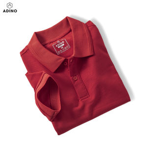Áo polo nữ ADINO màu đỏ phối viền chìm vải cotton polyester co giãn dáng công sở slimfit hơi ôm trẻ trung APN03