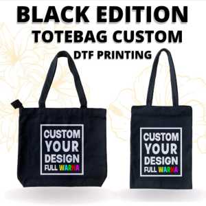 [BISA COD] Tote bag Kanvas Twill Hitam Custom Totebag Custom Warna Hitam Tebal