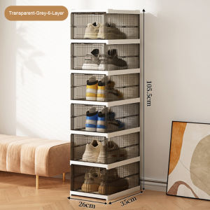 Large Size Shoe Box Storage Hard plastic Foldable Drawer Case Organizer Shoe Rack With cover installation-free double row shoe cabinet