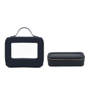 Custom Genuine Leather Travel Cosmetic Bag Set Colorful Classic Saffiano Portable Travel Clear PVC Cosmetic Bag TPU Wash Bag2026