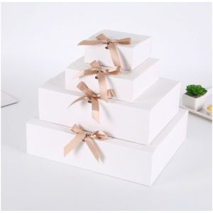 5PCS Brown/white Clamshell w/ribbon cardboard pastry gift box bowknot box combination packaging box