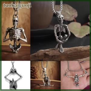 tuokaiguoji Punk phong cách trừng phạt người đàn ông sọ Mặt dây chuyền vòng cổ cho nam giới cổ điển cá nhân Vòng cổ Đảng trang sức phụ kiện Halloween Quà Tặng