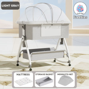 VOGO Baby Crib Mobile Rocker Crib Liftable Newborn King Bed With Mosquito Net Thick mattress