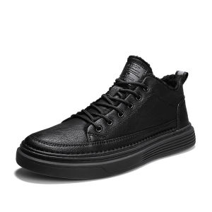 Labor sports Winter Mens Thickened Autumn Leather Trendy Sneakers mens Wearable board Genuine Sports Versatile Casual Chef Board casual black Waterproof shoes Protection Work cotton leather New 2024 Shoes