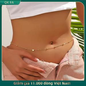QK FA ✨ Cô Gái Đơn Giản Tim Đính Cườm Bụng Chuỗi Cho Phụ Nữ Thời Trang Kim Loại Bãi Biển Bikini Eo Chuỗi Đồ Trang Sức Cơ Thể Phụ Kiện