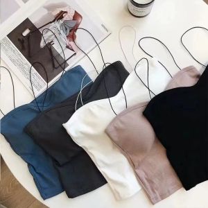 สายเดี่ยว เส้นเล็ก สายสปาเก็ตตี้ เสื้อกล้าม มีฟองน้ำในตัว เสื้อครอป W60