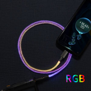 DISOUR Cáp Sạc Siêu Nhanh RGB Cáp Dữ Liệu 6A 66W MAX Cho Lightning iPhone Type-C Dây Phát Sáng Streamer Nhiều Màu Sắc Ngầu Cho Huawei Xiaomi Oppo Samsung