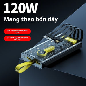 Sạc Dự Phòng Siêu Nhanh 30000mAh Với Thiết Kế Trong Suốt và 4 Đầu Sạc Tích Hợp