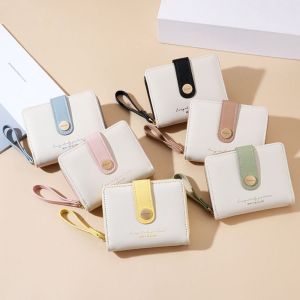 MSHNXA สีทึบทึบ กระเป๋าสตางค์ของผู้หญิง มัลติฟังก์ชั่นการใช้งาน กางเกงขาสั้นแบบสั้น กระเป๋าเงิน PU ง่ายๆ ซิปมีซิป กระเป๋าเงินสตรี กระเป๋าใส่บัตร