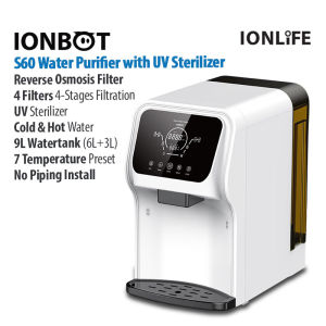 [SG Ready Stock] IONBOT S60 Hydrogen with UV/S60 Water Purifier Cold/Hot 9Litre Ideal Capacity/4-stages Filtration with Reverse Osmosis Filtration