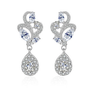 Neriza Jewelry/ ต่างหูเพชรสังเคราะห์เกรดพรีเมี่ยม ประกายไฟเทียบเท่าเพชรแท้  NE001