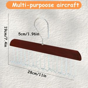 Goldstar 8 Hooks Non-Slip Solid Wood Hanger Closet  Space Saving Woman Bra Hanger Man Belt Tie Hanger Durable