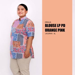 baju atasan big size orange pink / blouse jumbo motif / baju atasan jumbo / blouse wanita kerja big size / blus