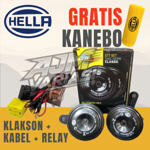 Klakson Hella Classic Horn Set 12V + Kabel Relay Set