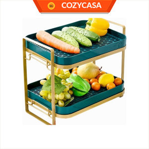 【COZYCASA】Golden Frame Drainage Rack Multifunctional Kitchen Tray Fruits Vegatables Nordic Minimalist Organizer