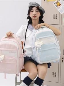 AE School backpack for girls stylish cute lightweight pressure-relieving spine-protecting casual and simple