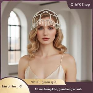 Hàng có sẵn✨ Châu Âu Và Mỹ Phong Cách Mới Dệt Ngọc Trai Tassel Hat Chuỗi Cô Dâu Tính Khí Cao cấp Đa Năng Phụ Kiện Tóc