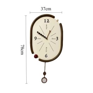 FFBH Vintage Wall Clocks Silent Swing Wall Timer Metallic Fine Chronograph Living Room Minimalist Elegant Timepiece Home Decoration K6R8Z