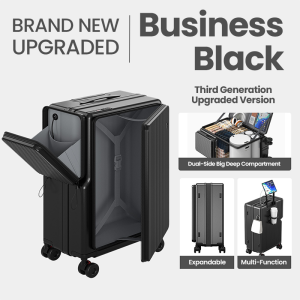 【New Release】20/24/28 Inch Front Open Luggage Expandable Lightweight suitcase With Cup Holder＆Phone Stand USB/Type-C Charging 行李箱