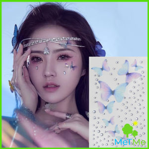 METME DIY สติกเกอร์คริสตัล เพชรติดหน้า ผีเสื้อติดหน้า รูปผีเสื้อ 3D Butterfly Sticker