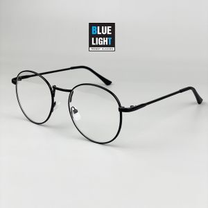 Gọng Kính Cận Kính Giả Cận Nam Nữ Mắt Oval Thon Tròn Kim Loại Đen Bạc Vàng Gọng Kim Loại Hàn Quốc - BLUE LIGHT