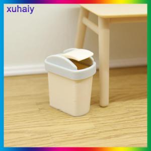 xuhaiy ถังขยะฝาพับขนาดเล็ก1ชิ้นโมเดลของเล่นขนาดเล็กบ้านตุ๊กตาจำลองถังขยะขนาดเล็ก