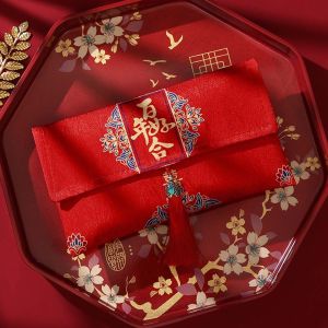 FUNG Brocade Cloth Tassel Brocade Red Envelope New Year Blessing Words Spring Festival 2025 Money Pocket Chinese Style New Year Money Bag Chinese Wedding