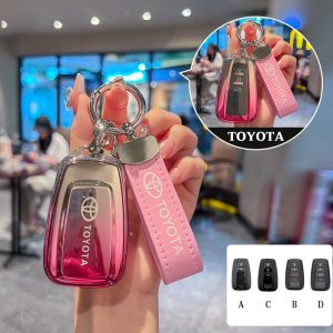 ออกแบบใหม ่ TPU 2/3/4 ปุ ่ มรีโมทสมาร ์ ทกุญแจรถแหวนฝาครอบกรณีเชลล ์ ป ้ องกันสําหรับ Toyota Camry/RAV4/C-HR/Corolla/Prius/Prado/Altis