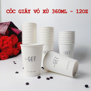 50 cốc giấy dùng 1 lần 360ml - 12oz GET TRẮNG NHẬP KHẨU HÀN QUỐC