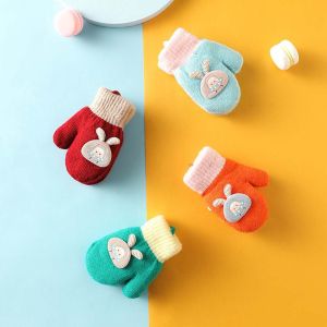 LIEYH ฤดูหนาวฤดูใบไม้ร่วง นุ่ม ทารก เด็ก เด็กผู้ชาย เด็กวัยหัดเดิน ถุงมือถักนิตติ้ง หนา ถุงมืออุ่น ถุงมือเด็ก