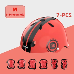 Kids Safety Helmet Knee Elbow Pad Sets For Cycling Skate Bike Roller Protector 7PCS Children