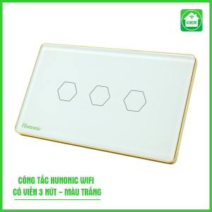 Công Tắc Cảm Ứng Thông Minh Wifi Hunonic 3 Kênh Viền Nhôm Điều Khiển Hẹn Giờ Trên Điện Thoại