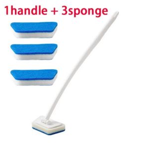 1Set Bathroom Wall Brush Removable Sponge Cleaning Brush Long Handle Brush For Tile Floor Bathtub