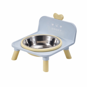 FOUNDTWO Stainless Steel Pet Cat Bowl Anti-slip High-foot Dog Water Bowl  Colorful Splash-Proof Pet Food Water Station Pet Feeding