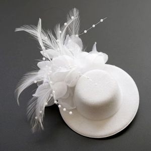 MUMU 13cm Kids Fascinators Hats Makeup Prom Hair Accessories tail Hats Fashion Feathers Flower Pillbox Hat Party