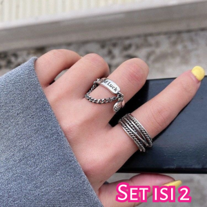 Cincin Wanita Korea Set Fashion Rings Desain Simpel Aksesoris Tangan HG GB-09