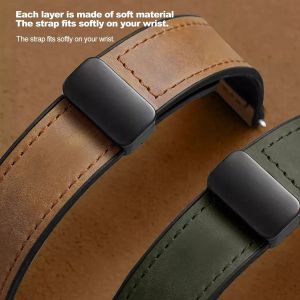 For Huawei Watch Fit 5 Pro Crazy Horse Genuine Leather Silicone Strap For Huawei Watch Fit 5 5 Pro Magnetic Folding Buckle Watchband