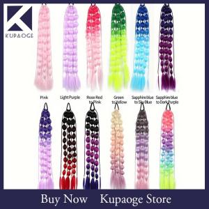 [Kupaoge] 1ชิ้นวิกผมสังเคราะห์โคมไฟหางม้าฟองหลากสีปลอมถักเปียสาวฮอตภาพถนนโคมไฟการสร้างแบบจำลองถักยาว