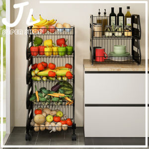 JustLiving Giá Kệ Bếp Di Chuyển Nhiều Tầng Giỏ Đựng Rau Di Động Giá Đựng Trái Cây Lọ Gia Vị Giỏ Đựng Đồ Giỏ Đựng Đồ Đặt Sàn