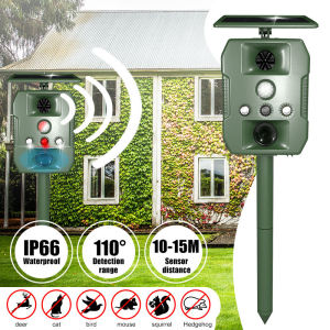 Outdoor Garden Solar Ultrasonic Animal Repeller Motion Sensor Waterproof Scare Dog Raccoon Rabbit Waterproof Animal Dispeller