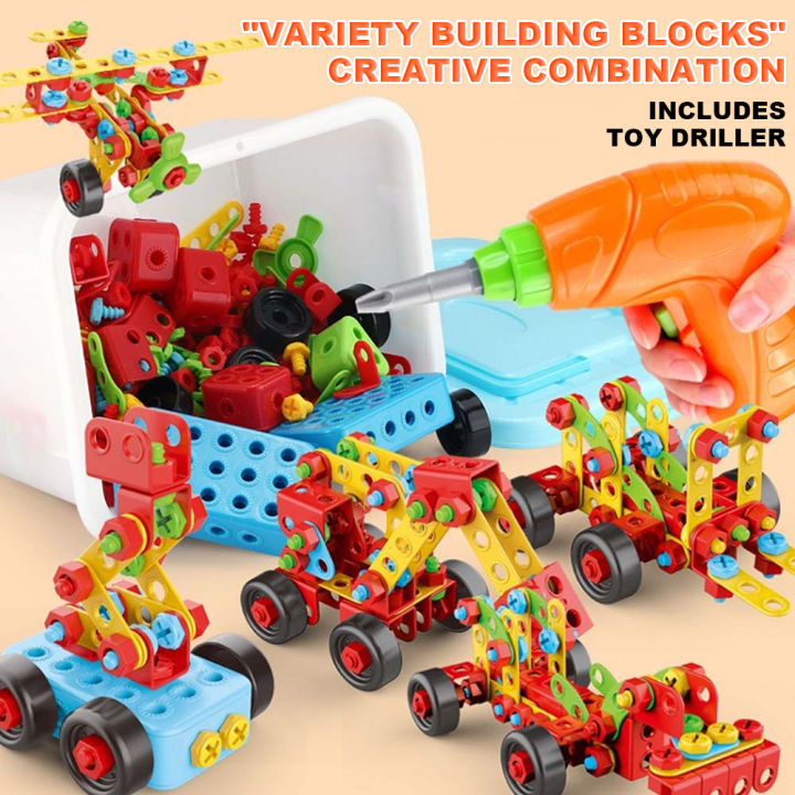 Building Blocks with Drill DIY Educational Toys for Kids Assemble the ...