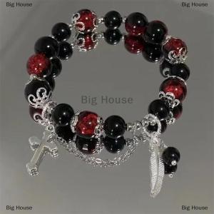 [COD] Big House สร้อยข้อมือลูกปัดจี้ผีเสื้อขนนกสไตล์จีนแฟชั่นสำหรับผู้หญิงเครื่องประดับหรูหราน้ำหนักเบาของขวัญ