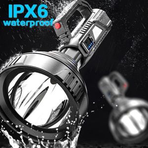 Senter Led New High Power LED Flashlight Waterproof Fishing Lantern Torch USB Rechargeable Powerful Spotlight Searchlight Camping Lamp