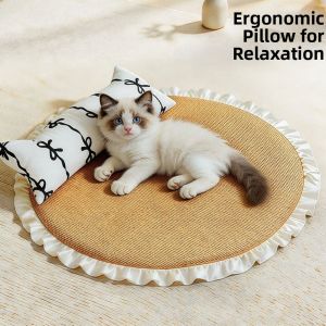 OUTOPEN Removable Pad Pet Cooling Mat Non Slip with Pillow Dog Sleeping Mat Cat Bed Breathable Dog Nest Mat Summer