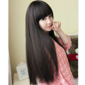 Wig Full Lace Sintesis Rambut Panjang Lurus Wanita Natural. 