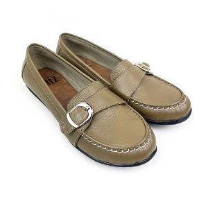Sepatu Kulit Wanita Flat Shoes Bahan Kulit Sapi Garut Gesper Sulam Terbaru