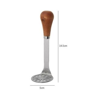 OHHDEER Mini Potato Masher with Wooden Handle Stainless Steel Fruit Vegetable Masher Kitchen Tool