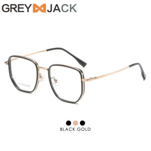 Grey Jack Kacamata Titanium Model Kotak Ringan Simple Fashion Pria Wanita Bisa Minus Antiradiasi Bluecromic 95034